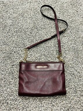 Michael Kors Burgundy Crossbody Bag w Gold Chain and Wallet Section Inside EUC